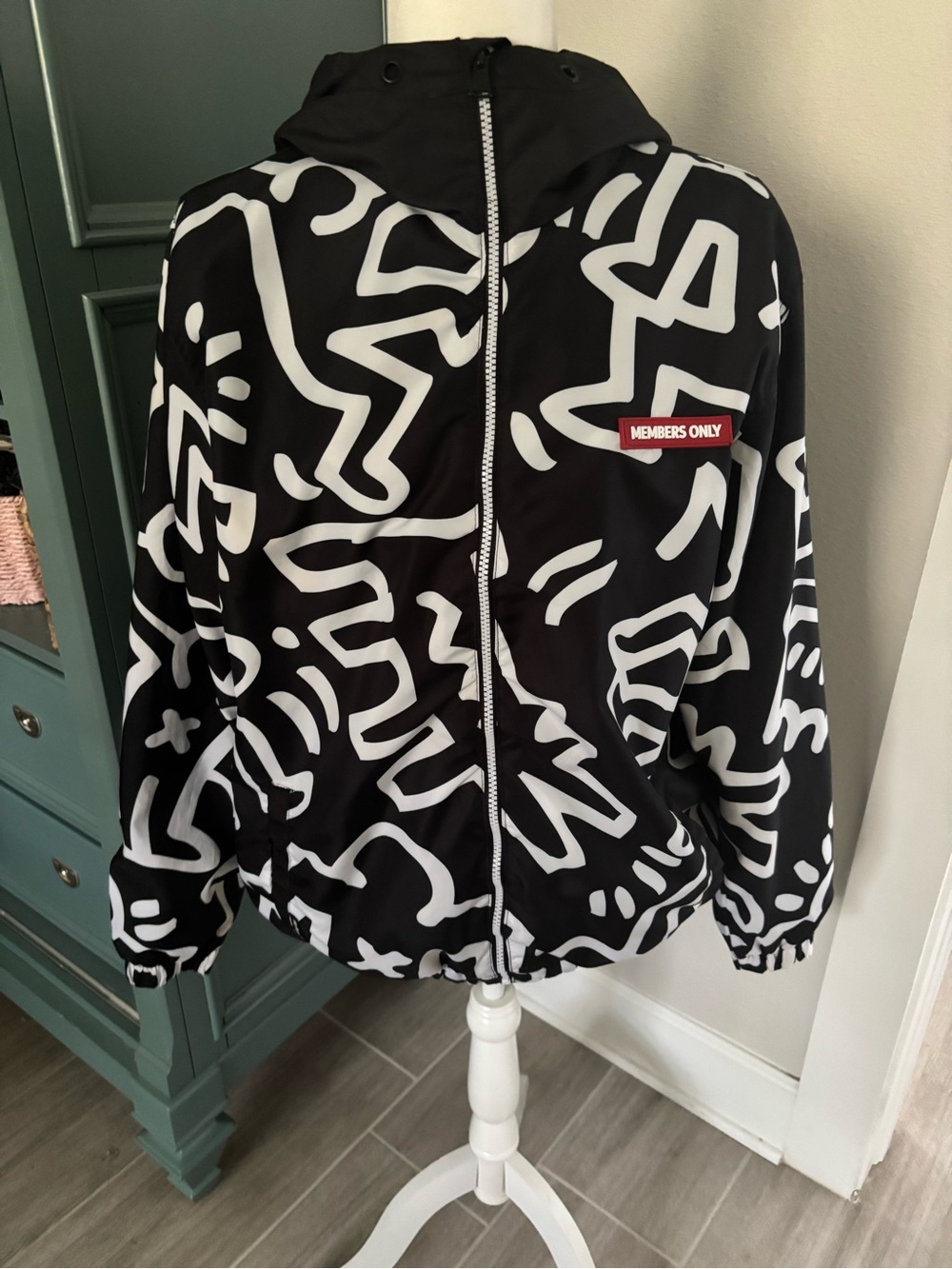 Members Only x K Haring Black & White Zip Jacket
